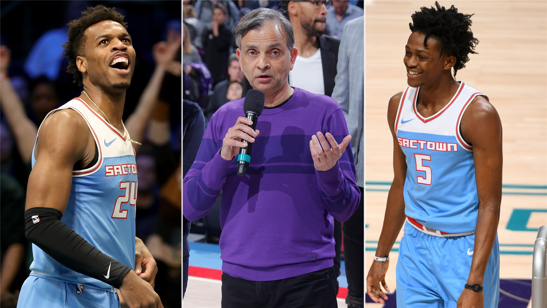 buddy hield,paul george buddy hield, sacramento kings owner vivek ranadive and de"aaron